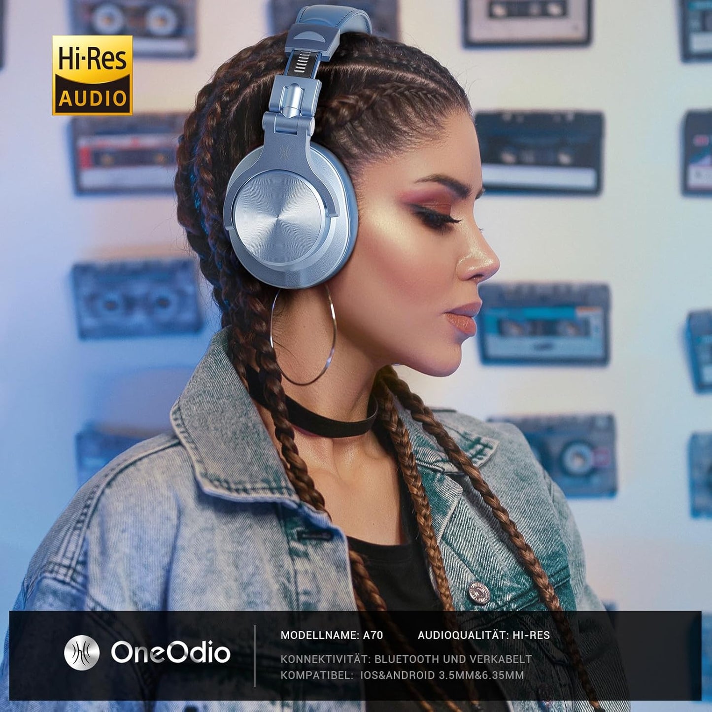 Bluetooth Over-Ear Kopfhörer mit HiFi Stereo, Himmelblau