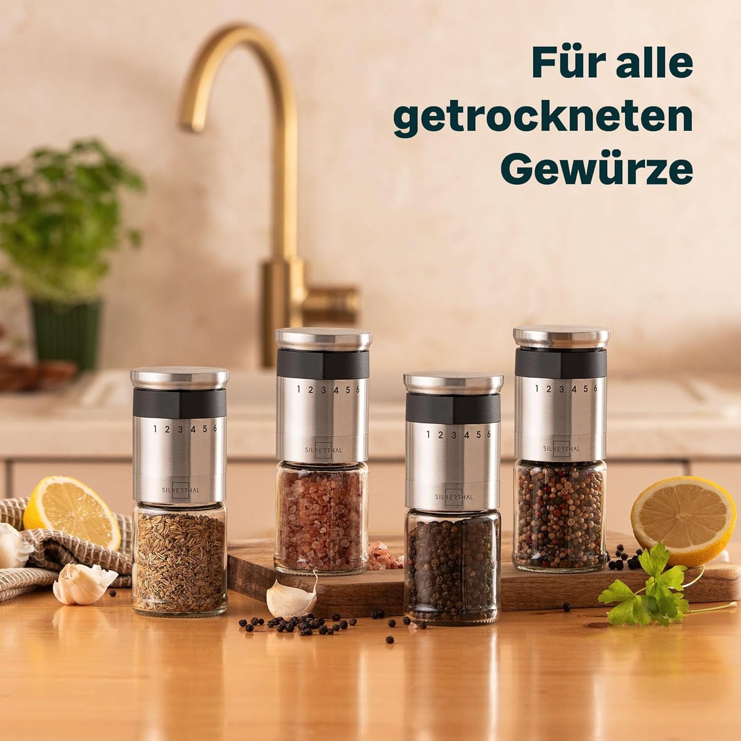 2er-Set Pfeffer- & Salzmühle, 2er Set Mahlgrad aussen