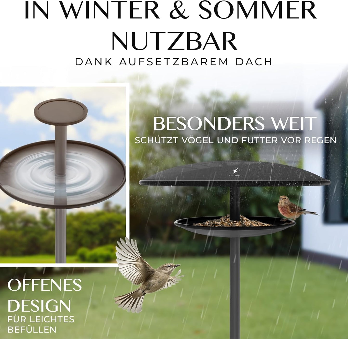 Vogelhaus mit Ständer, Anthrazit