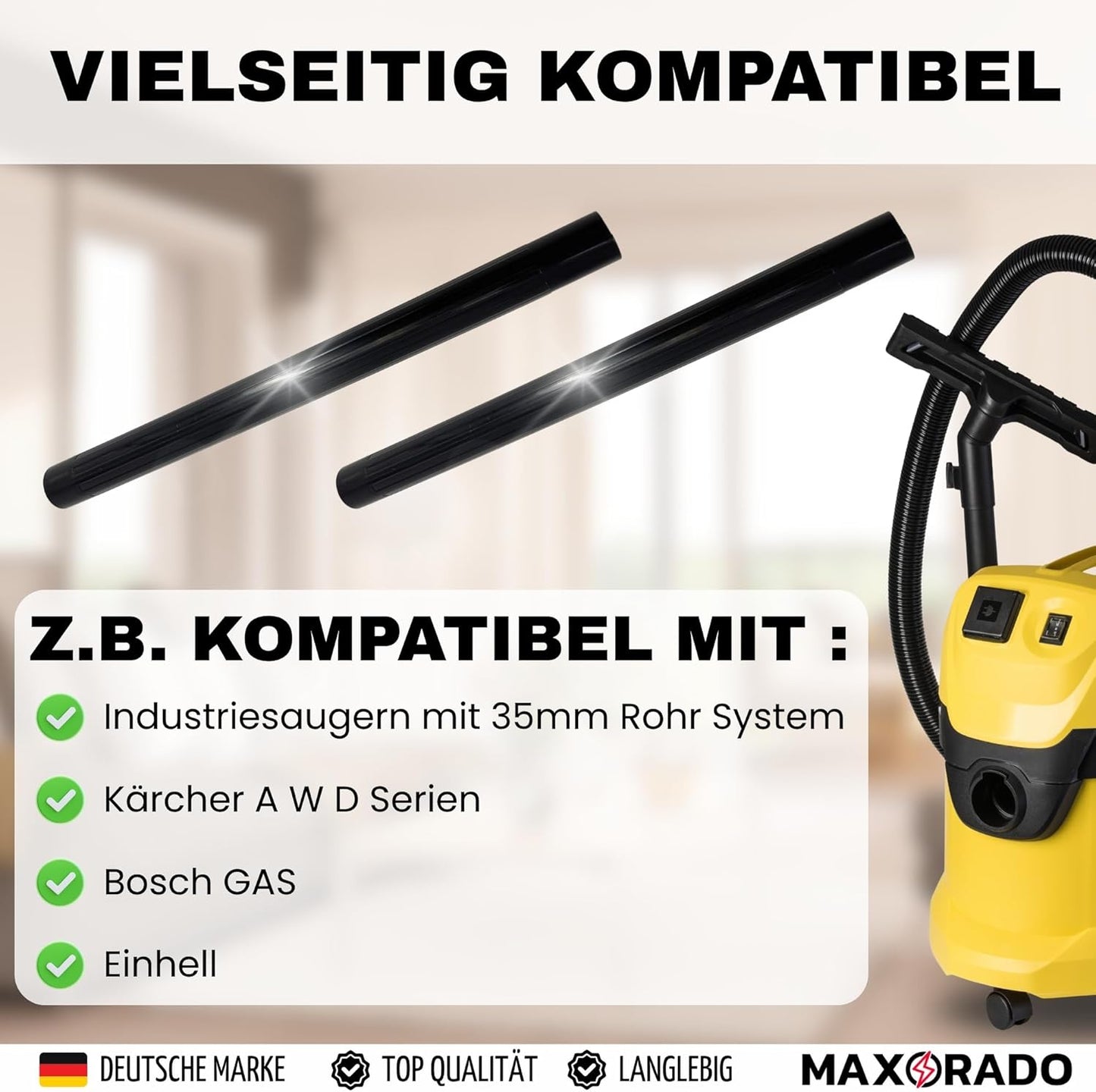 2 Stück Staubsauger-Verlängerungsrohr für Kärcher WD-Serie