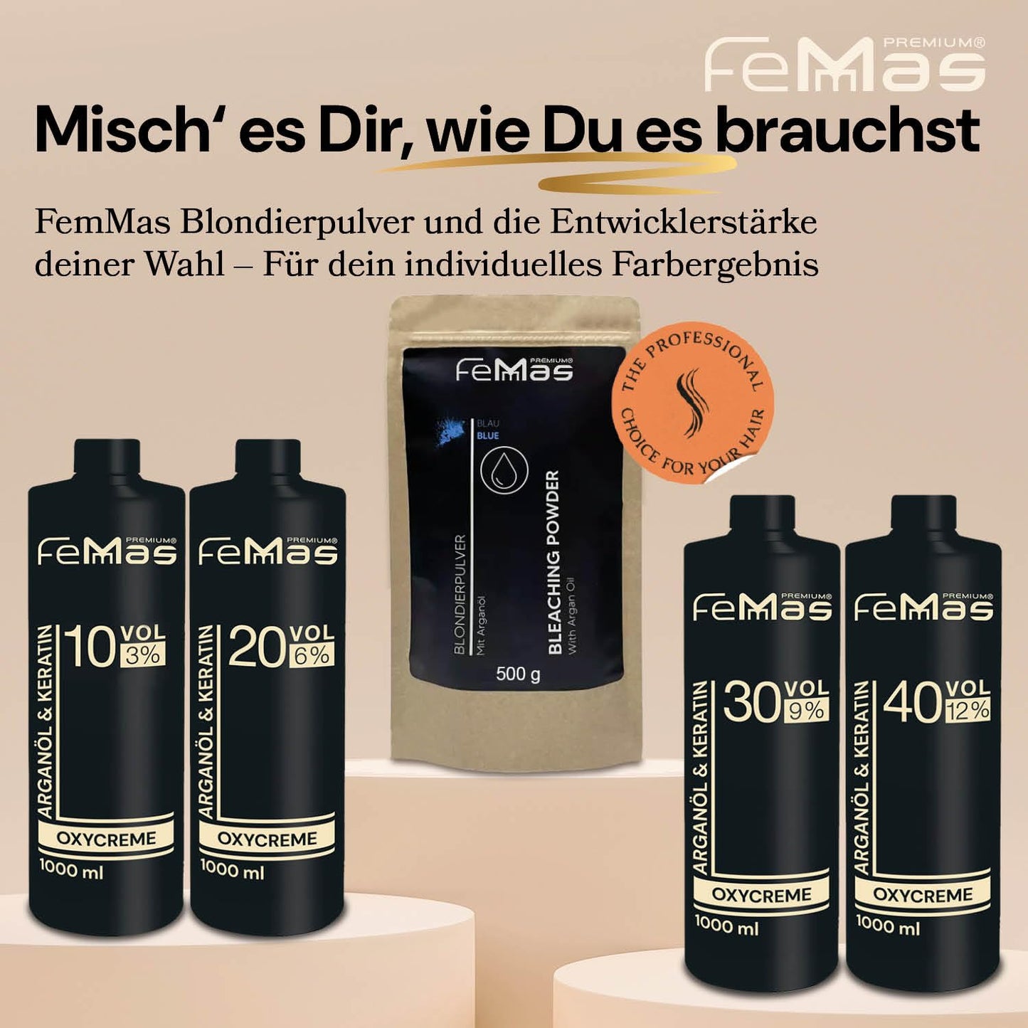 Blondier-Set für Haaraufhellung (mit Arganöl), Klassisch + 3% Oxydant