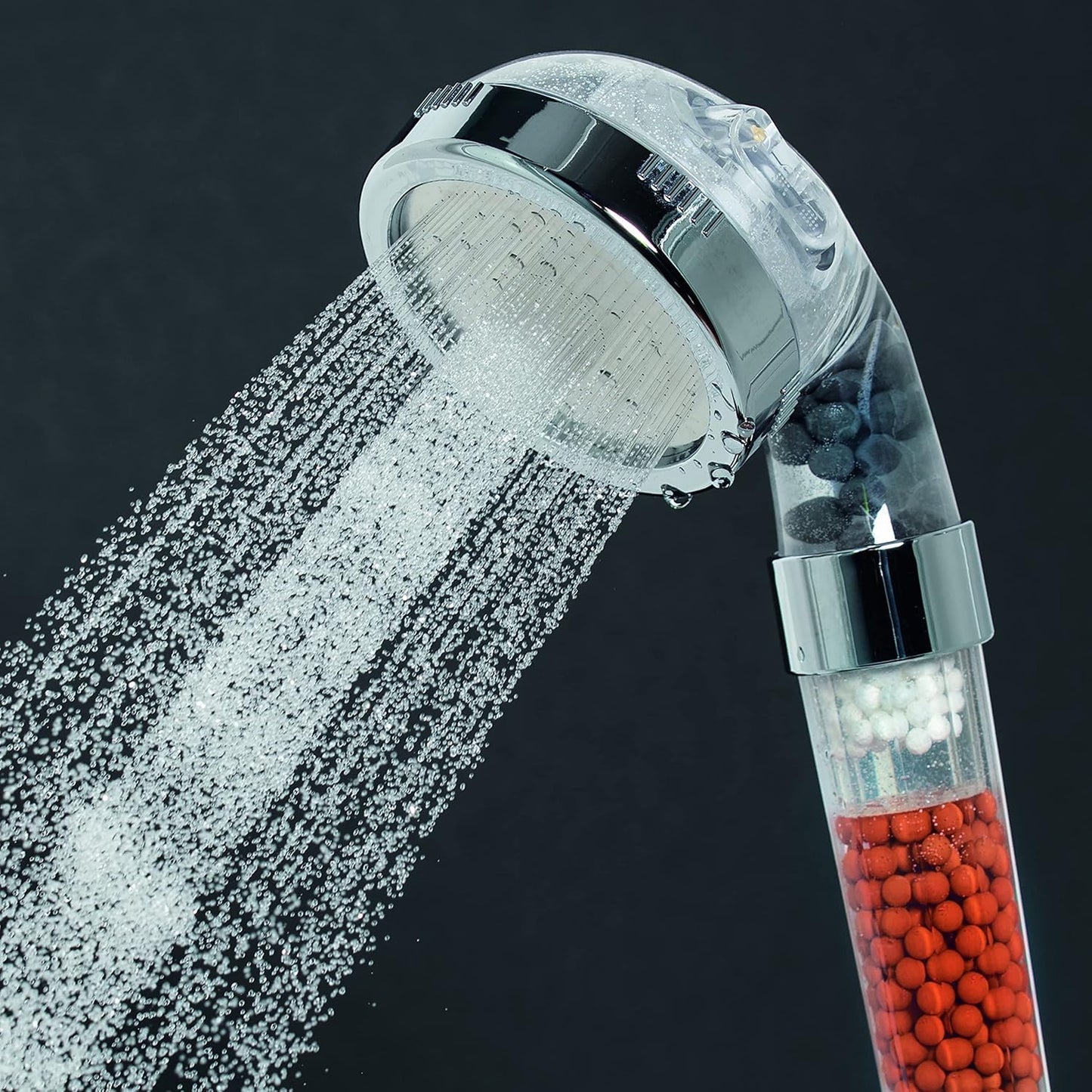 Wellness-Duschkopf mit Mineralperlen & 3 Wasserstrahl-Modi, mit Mineralperlen