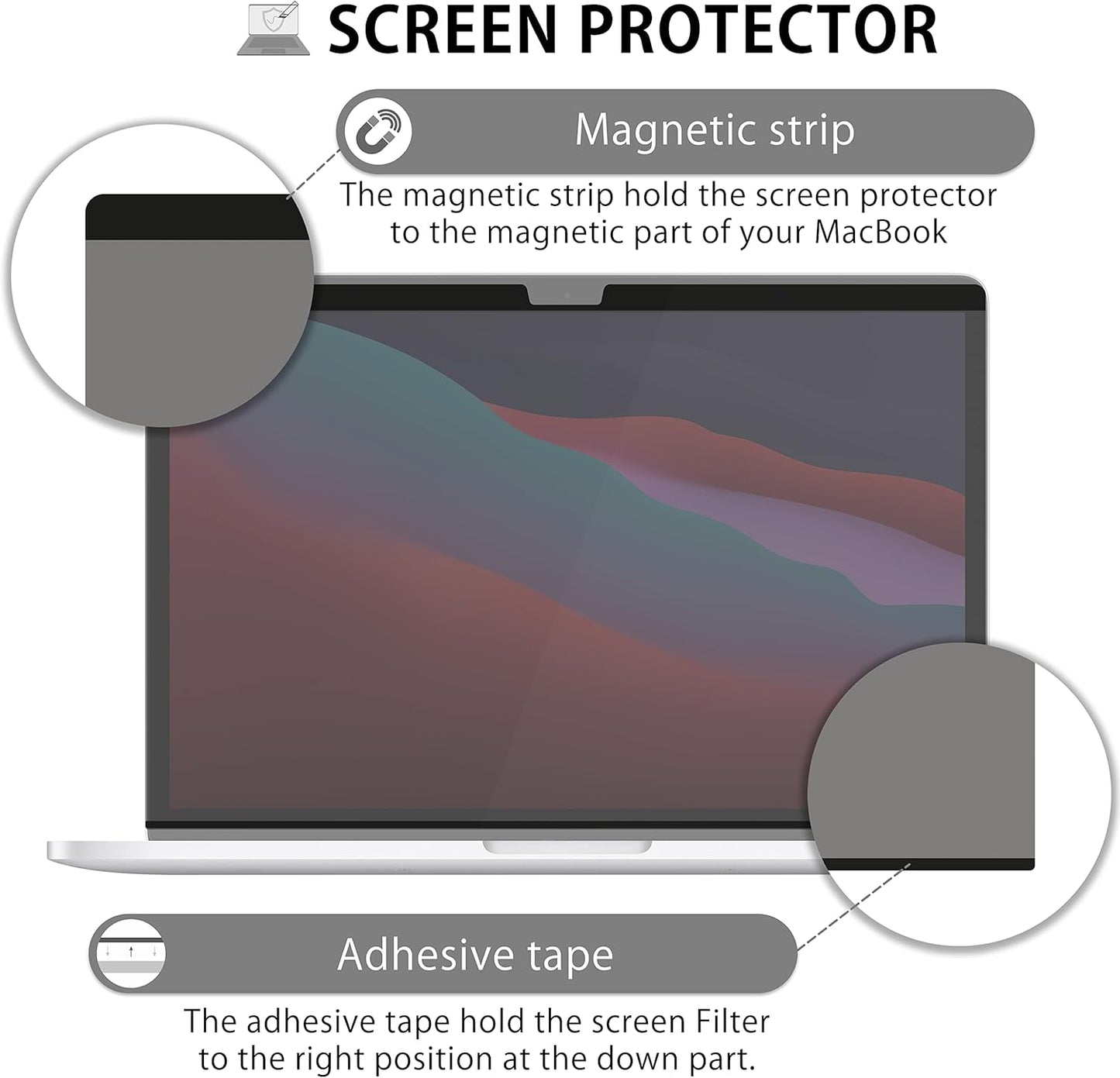 Magnetische Sichtschutzfolie, MacBook Pro 13 ab 2016,M1,M2 / Air 13 2018-2021,M1 Anti Spy