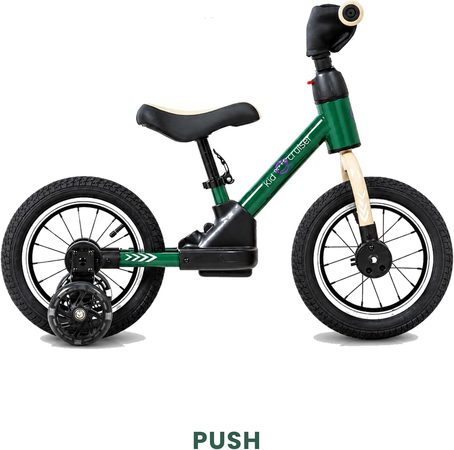 Pedalplay 3in1 Laufrad mit LED-Stützrädern & Pedalen, Dunkelgrün