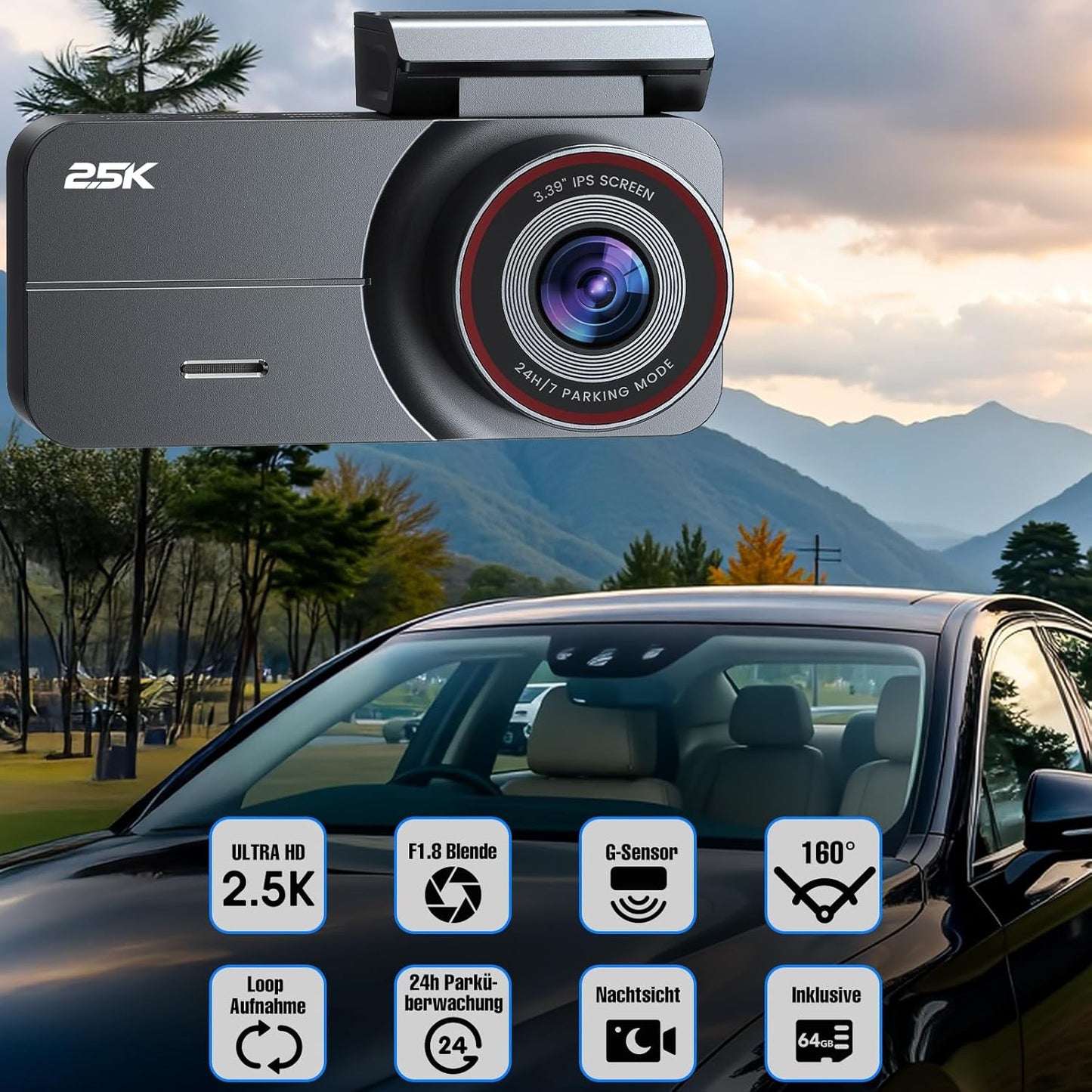 Dashcam Auto für Vorne und Hinten, 339CT