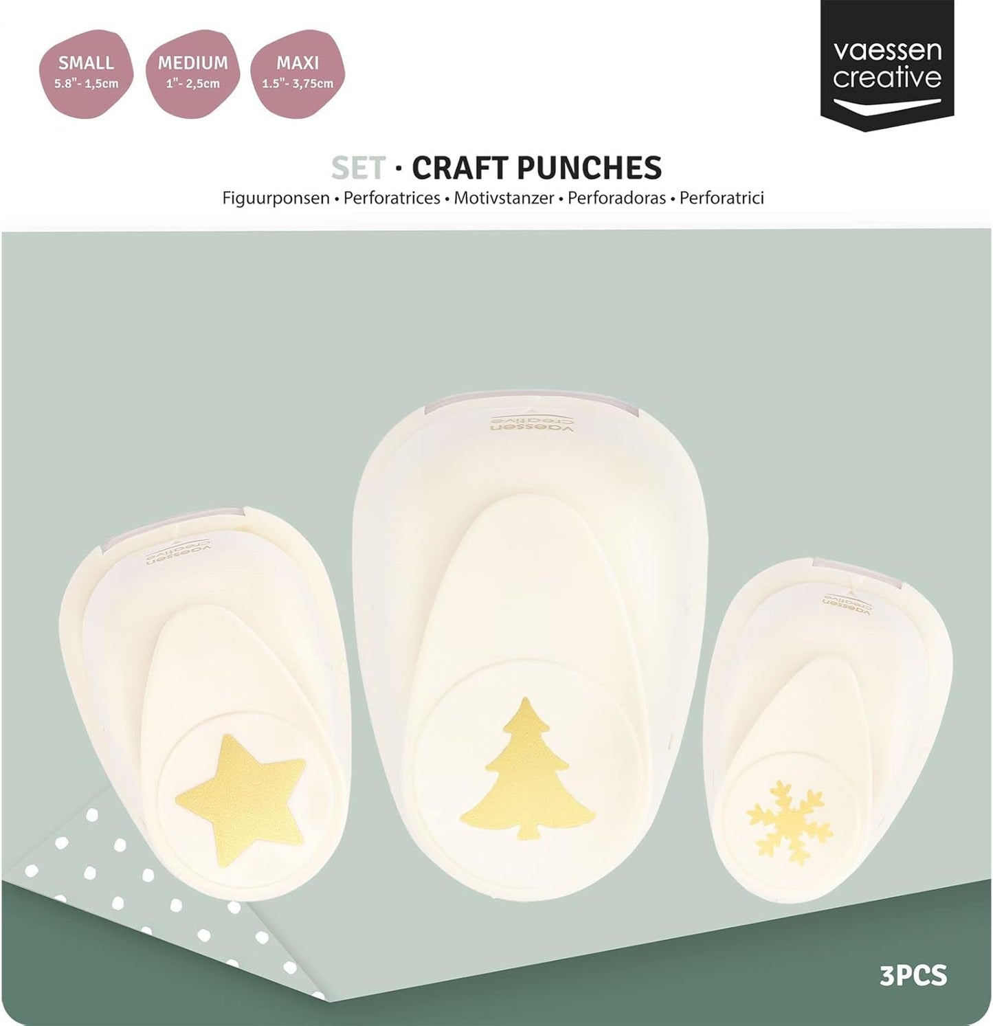3er Weihnachts-Motivstanzer-Set, Weihnachten 2 (1,5 x 1,6 cm), (3,2 x 3,4 cm), (2,4 x 2,5 cm)