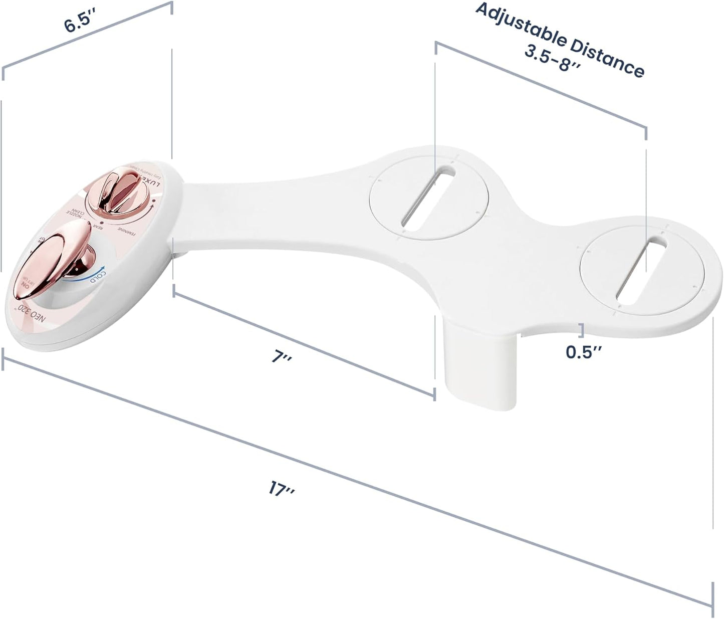 Bidet-Aufsatz Neo 320 mit Warm- und Kaltwasserfunktion, Rose Gold