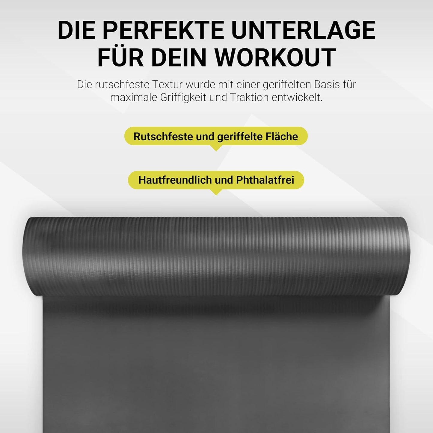 Gymnastikmatte mit Tragegurt, Anthrazit 183 x 61 x 1 cm
