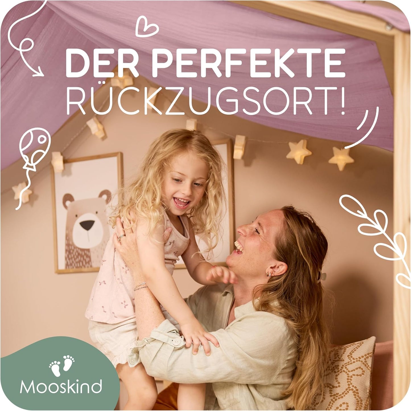 Hausbett-Himmel, Hellrosa H360 x B135 cm (1er Pack)