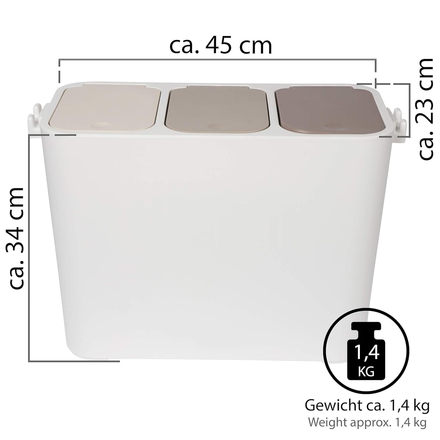 Mülltrennsystem Ben, Creme-Beige-Braun 27 Liter