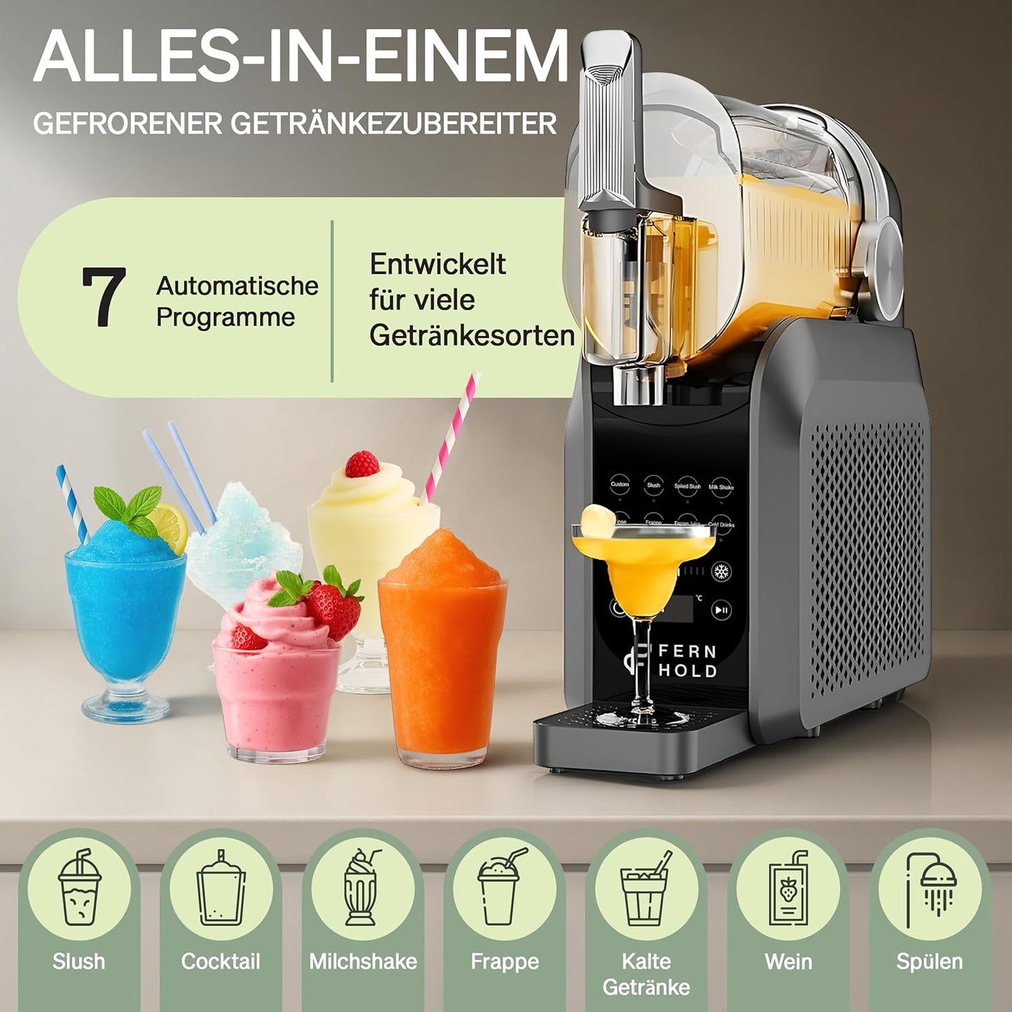 7-in-1 Slush Maschine mit LED & Programmen