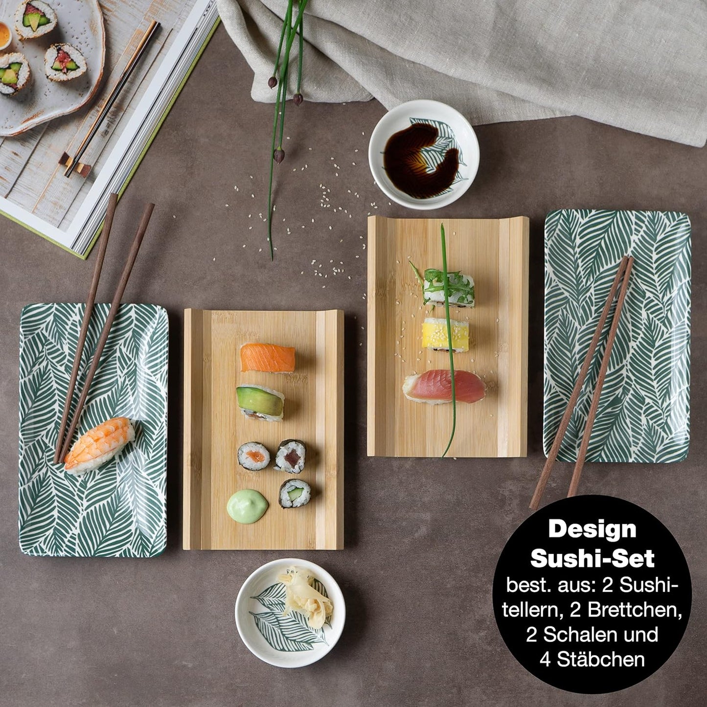 Sushi Set, Grüne Blätter