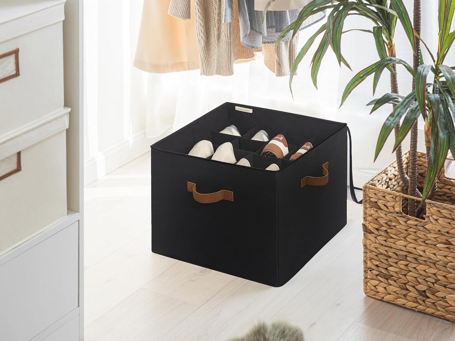 Schuhorganizer für Schrank (Platz für 16 Paar), Schwarz 43 × 43 × 32 cm