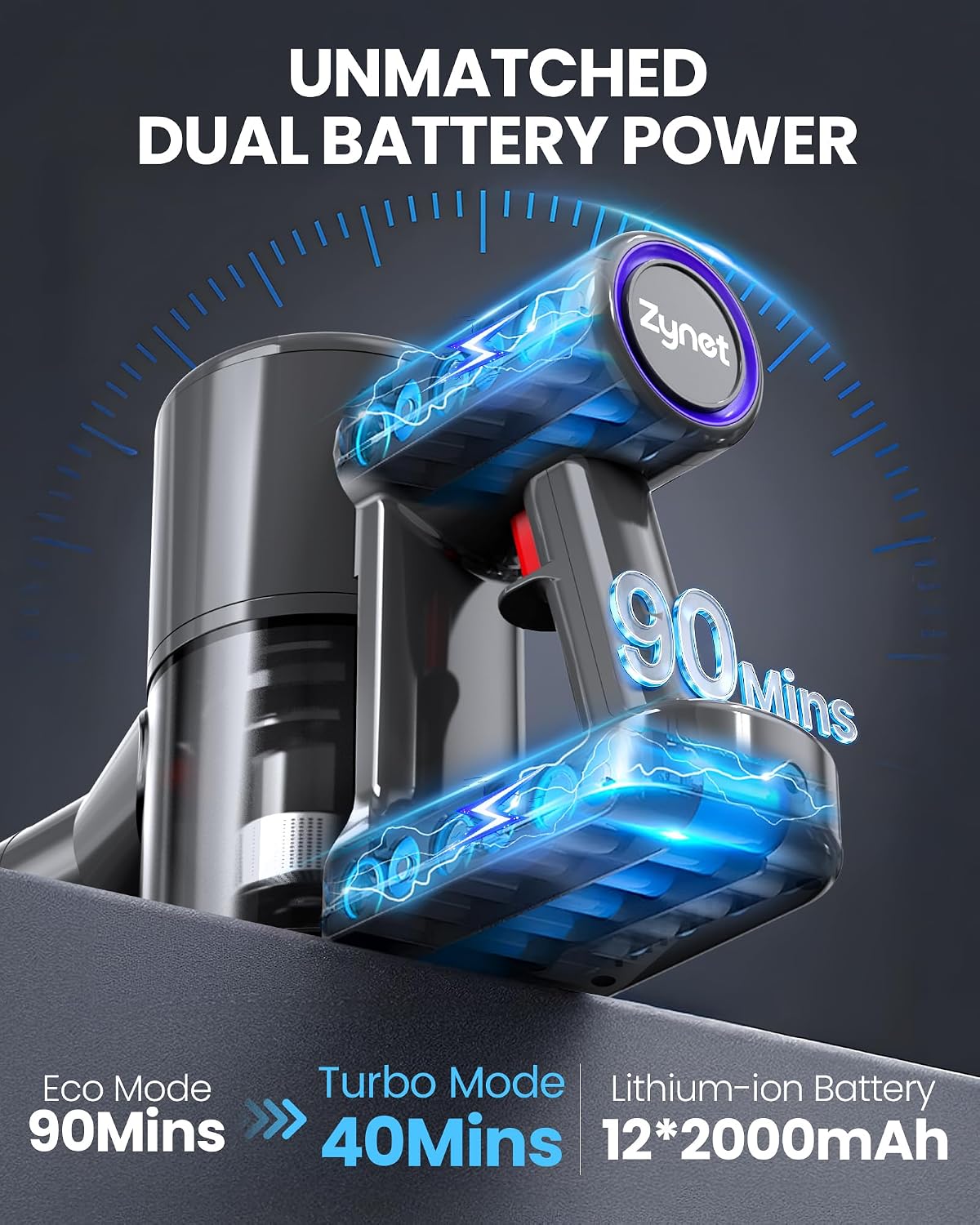 DP2 Akkustaubsauger mit LED-Display & Teleskopstange, Gold