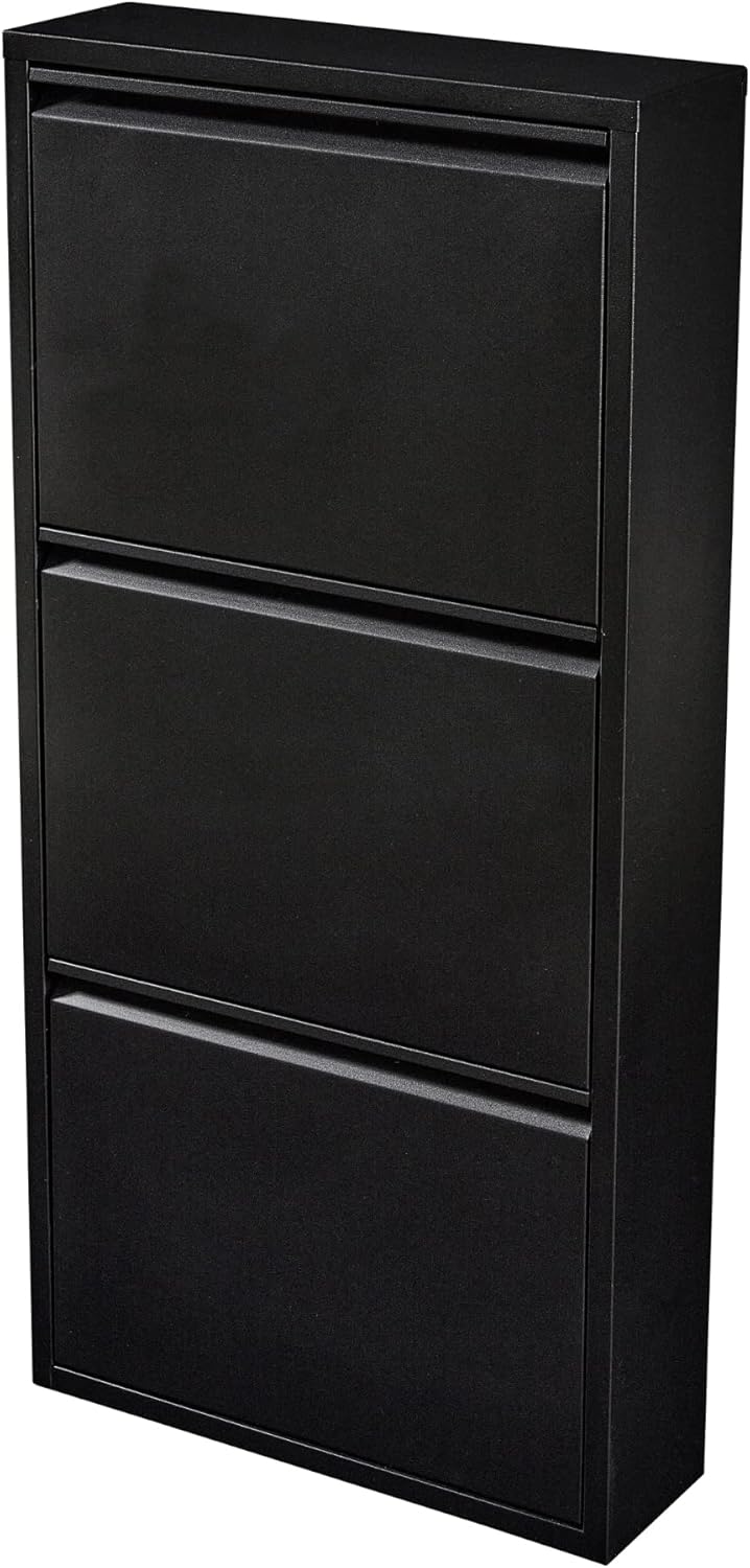Schuhschrank Sokndal, Schwarz mit 3 Klappen