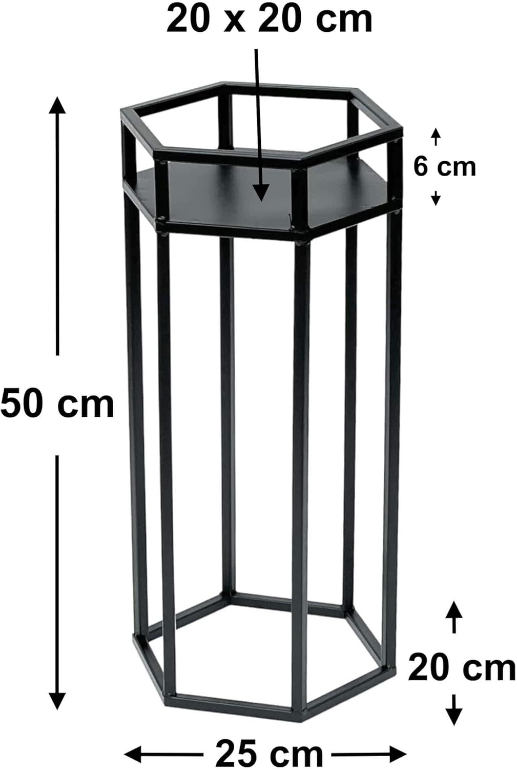 6-eckiger Blumenhocker, Höhe: 50 cm / S