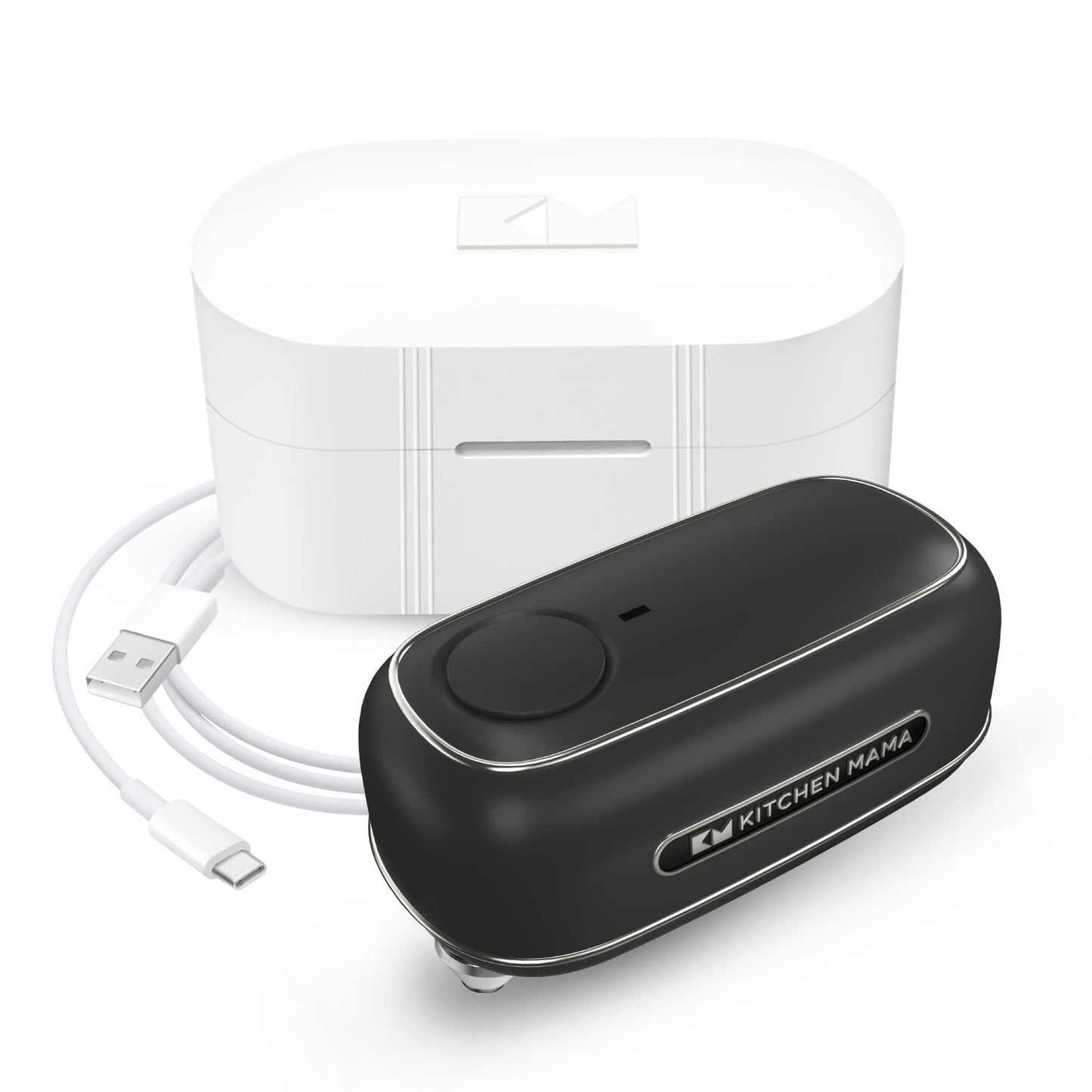 Wiederaufladbarer Dosenöffner mit USB-C und Auto-Abschaltung, Schwarz
