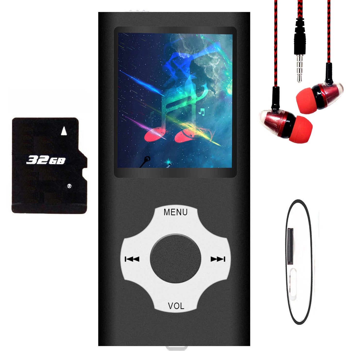 MP3-Player mit 32 GB Speicherkarte, Schwarz