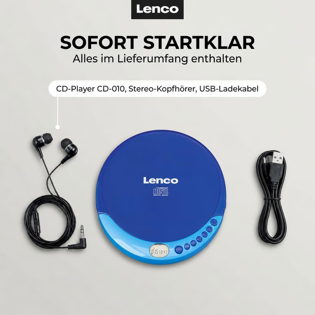 Tragbarer CD-Player mit Akkuladefunktion, CD-011, Blau