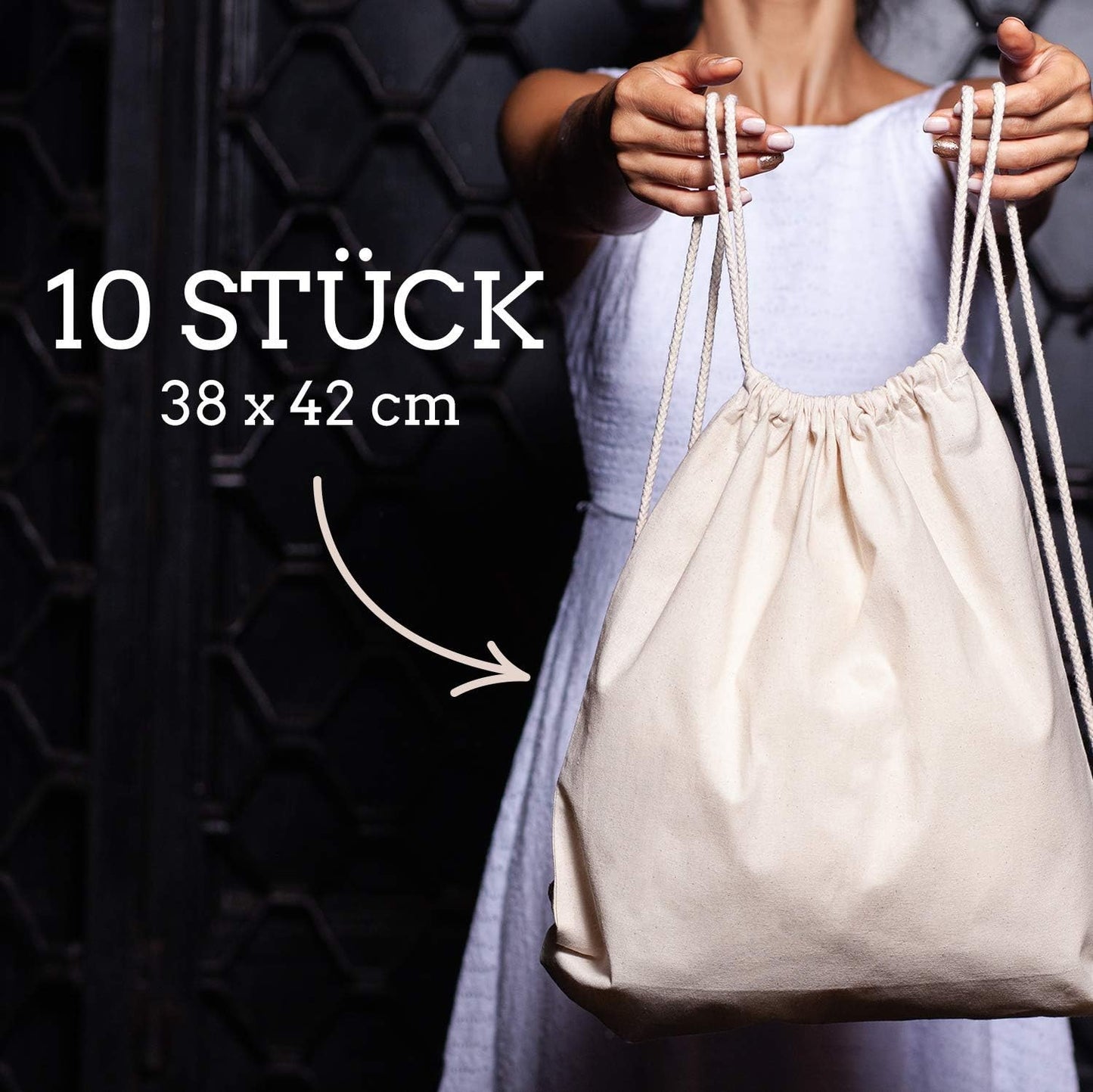 10er-Set Turnbeutel, Natur 38 x 42 cm