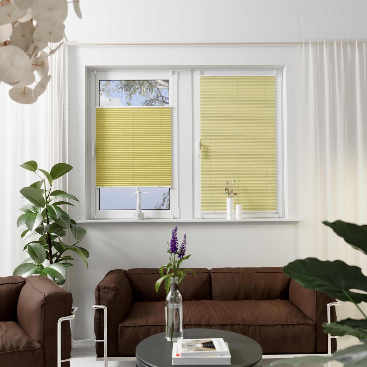 Klemmfix-Plissee Florida, B55 x H130 cm Gelb mit Schwarzen Streifen
