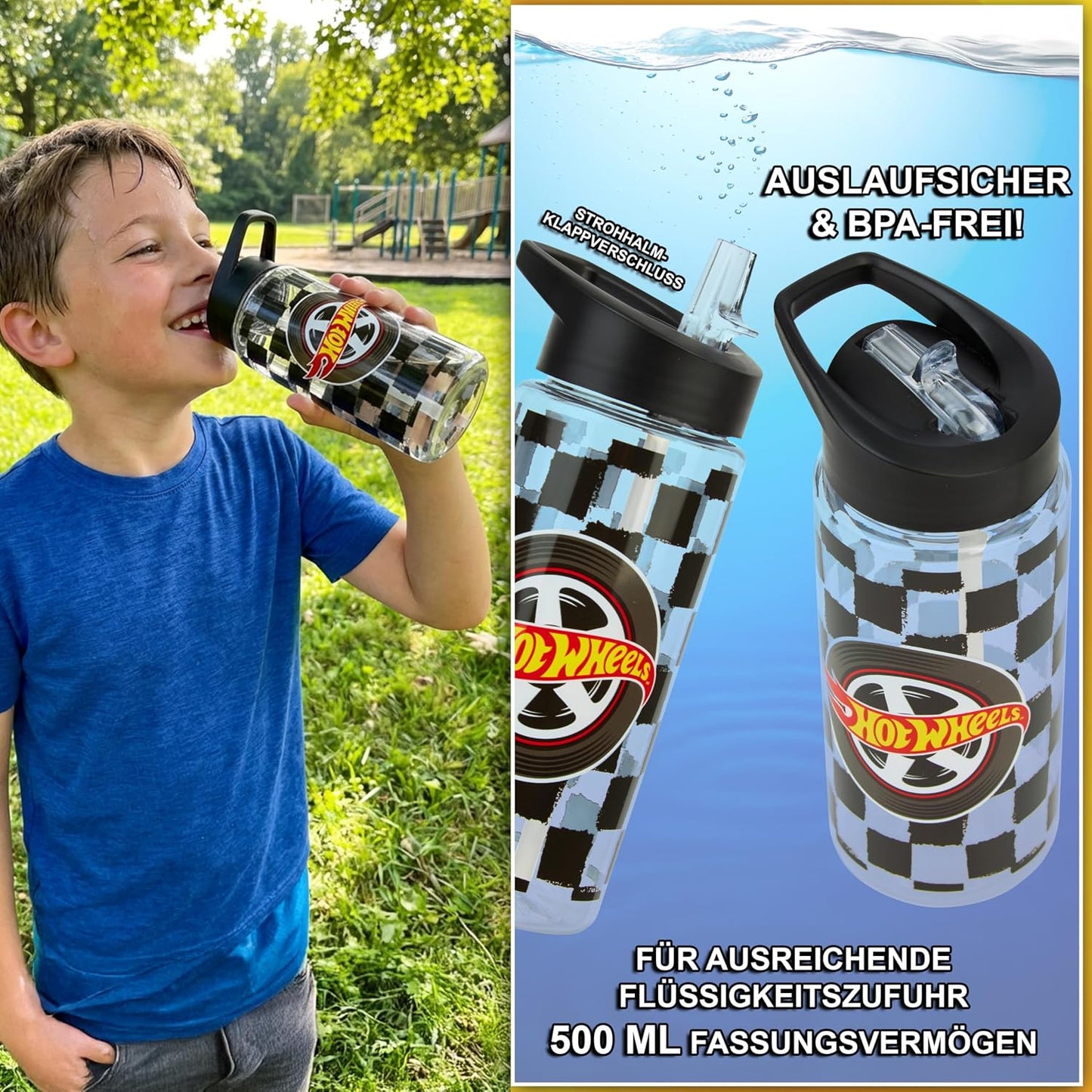 Kinderrucksack & Trinkflasche Set, Multi Hot Wheels