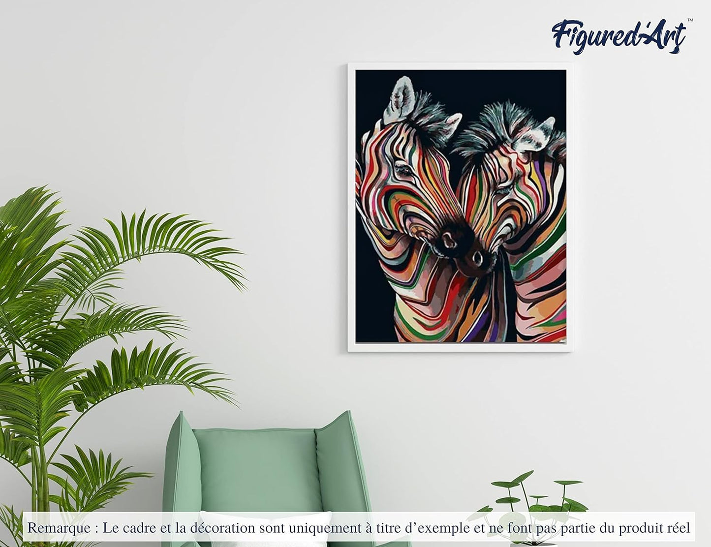 Malen nach Zahlen - Buntes Zebrapaar auf Keilrahmen gespannt, Buntes Zebrapaar 40x50cm Mit Rahmen (bereits gespannt)