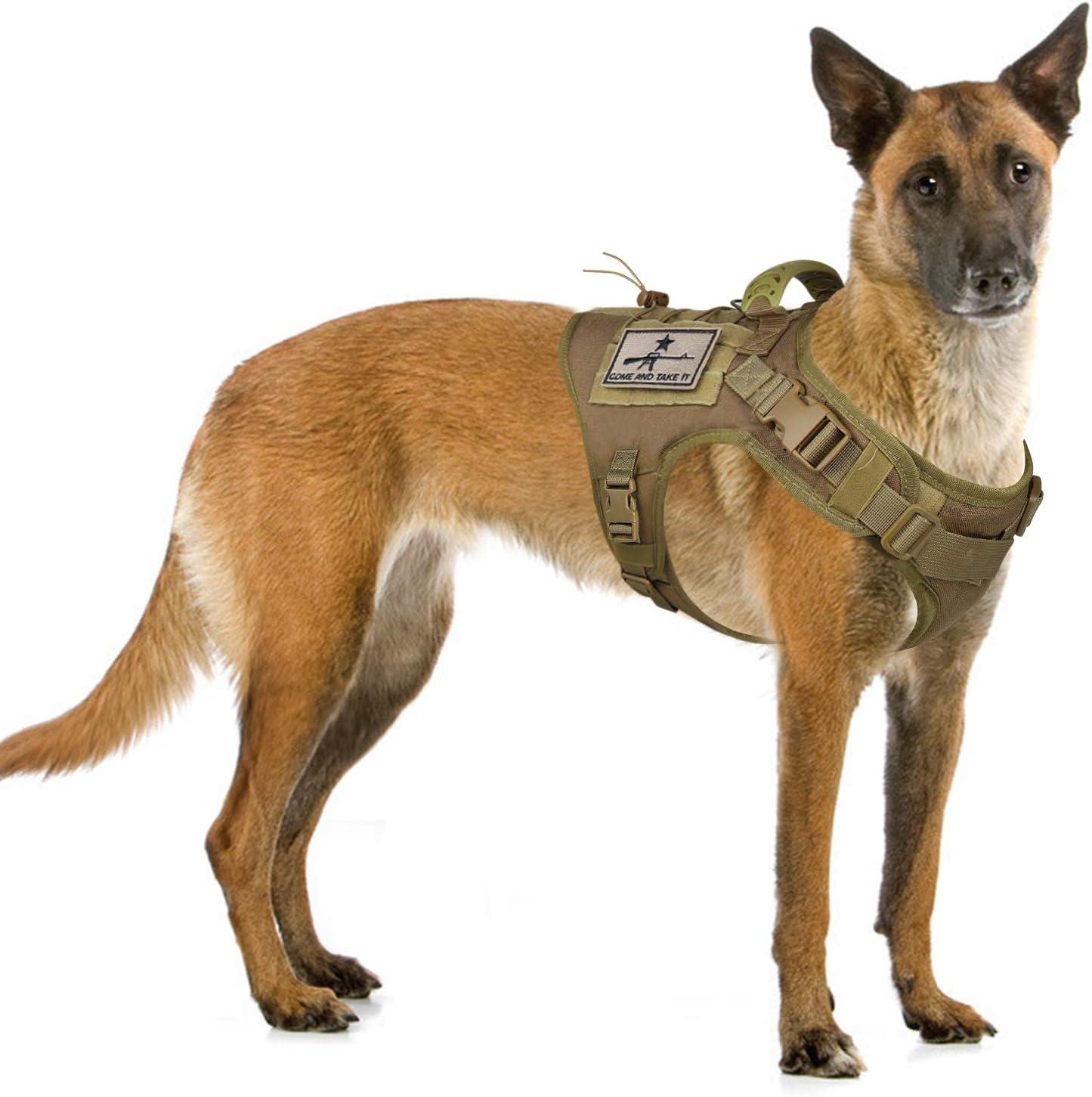 Taktisches Hundetrainingsgeschirr, verstellbar, Gummigriff, Large (Pack of 1),Khaki