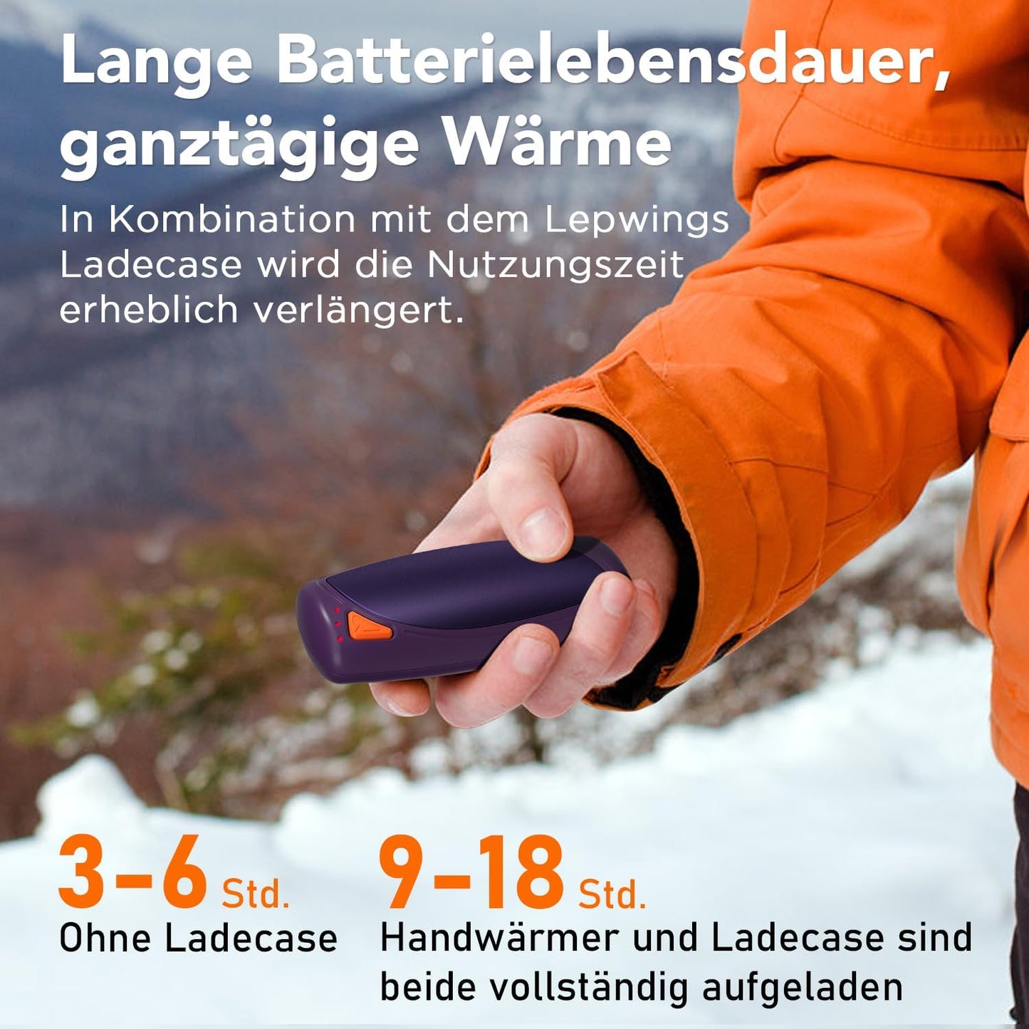 Elektrische Handwärmer 2er-Pack mit Ladecase, Violett