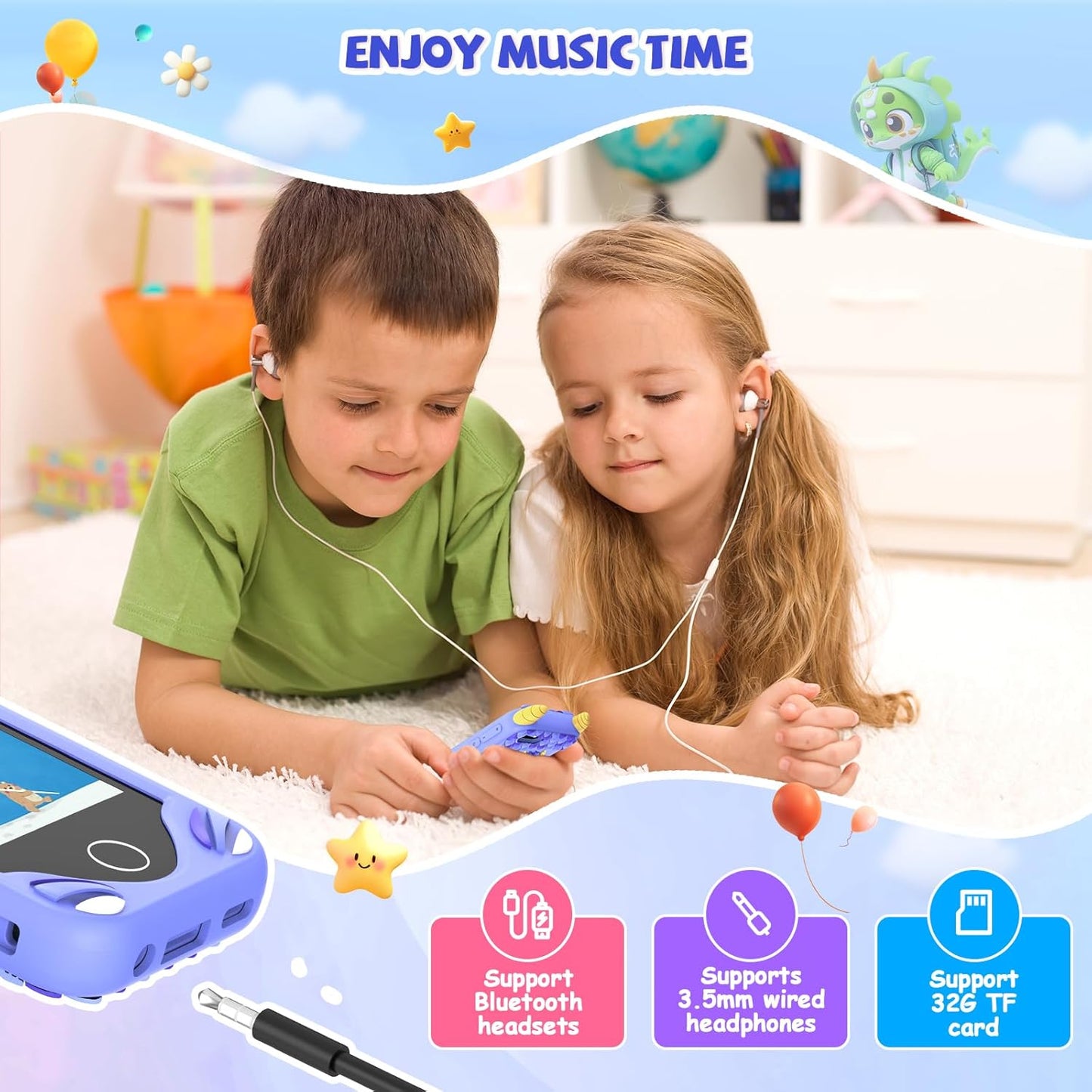 Kinderhandy mit Touchscreen und Dual-Kameras, Blau