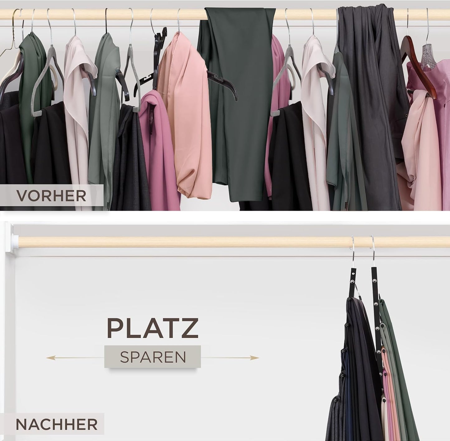 Hosenbügel aus Buchenholz mit Drehhaken, Schwarz 1er-Pack