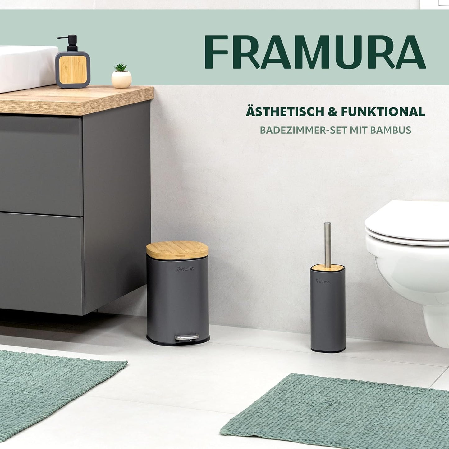 2-teiliges Badezimmer-Set Framura, Grau