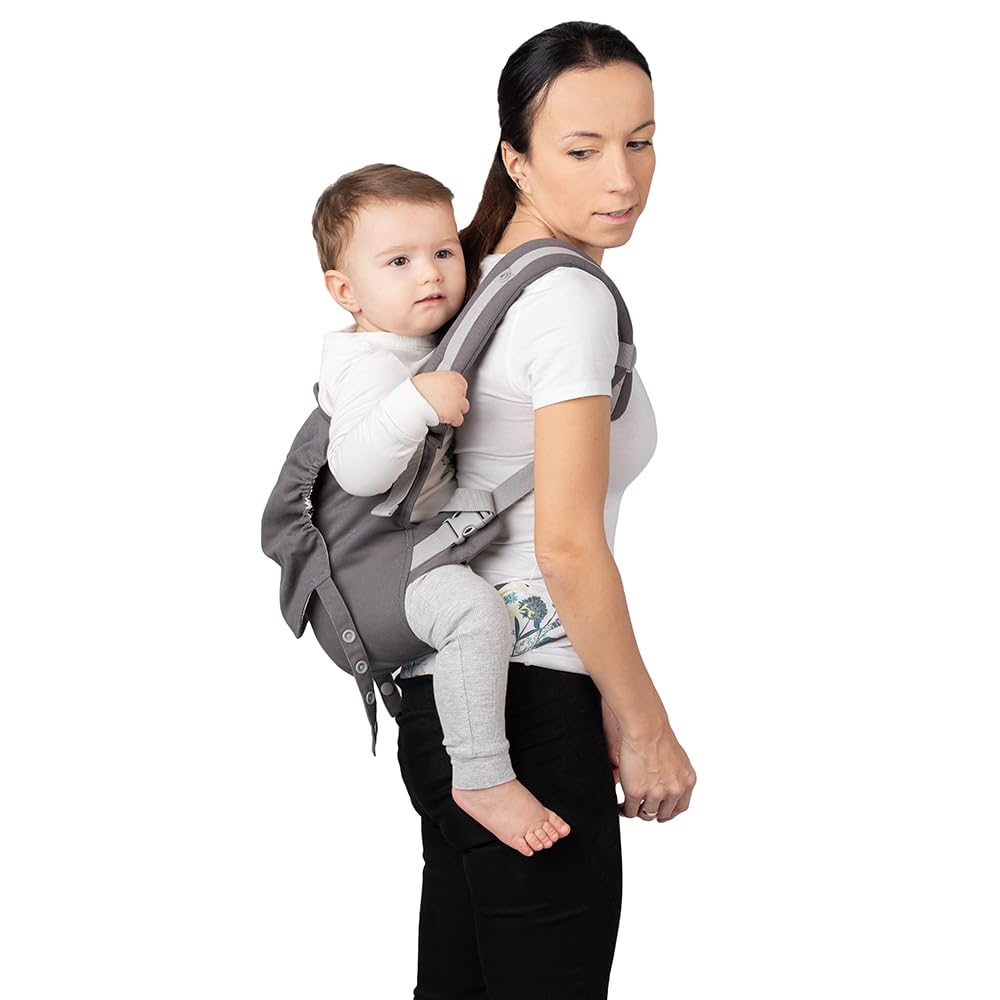 Babytrage für 2 Tragepositionen mit Kapuze und einer Köpfchenstütze, Fleurs
