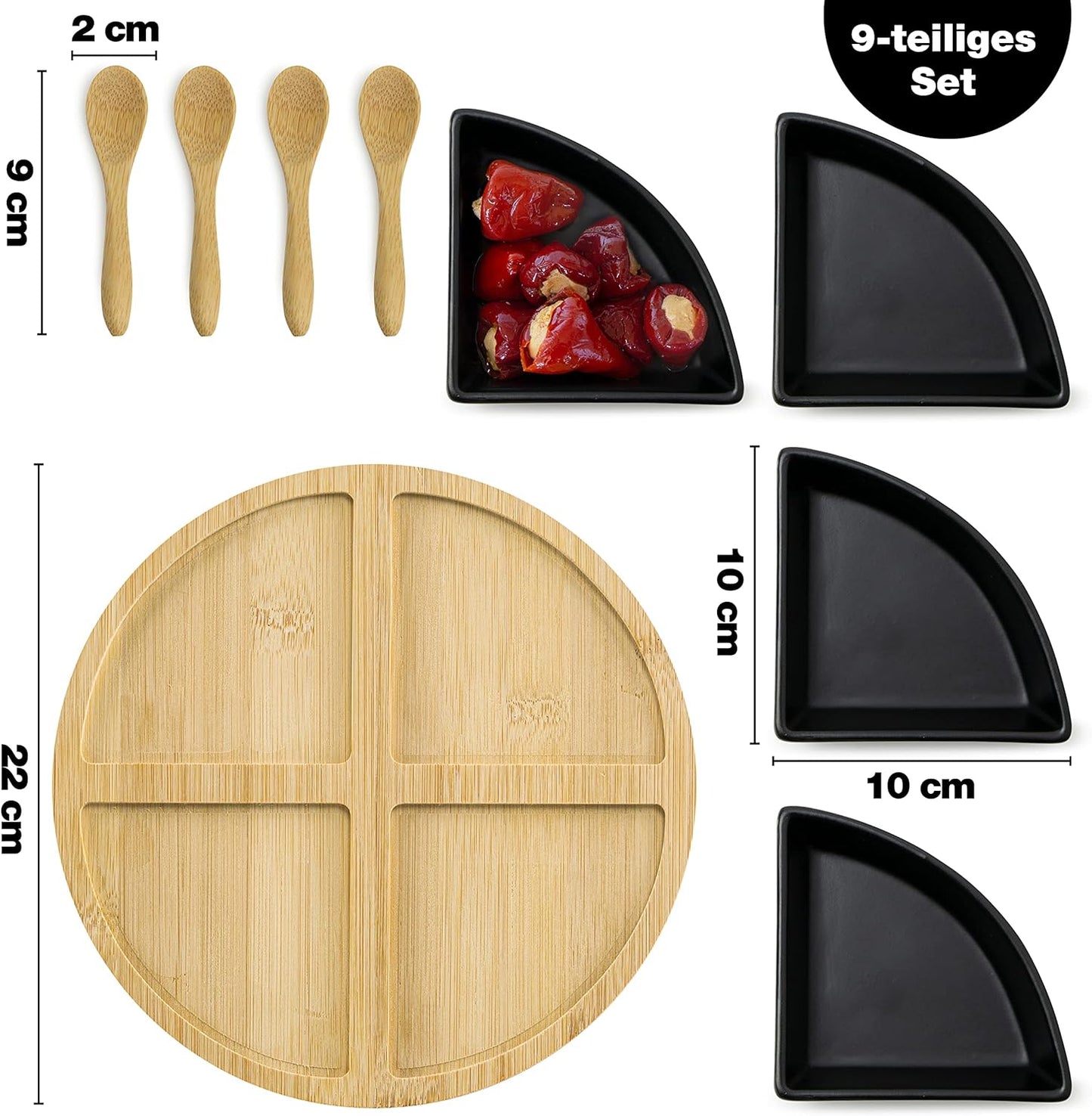 Ginger Dipschalen-Set mit Holzbrett