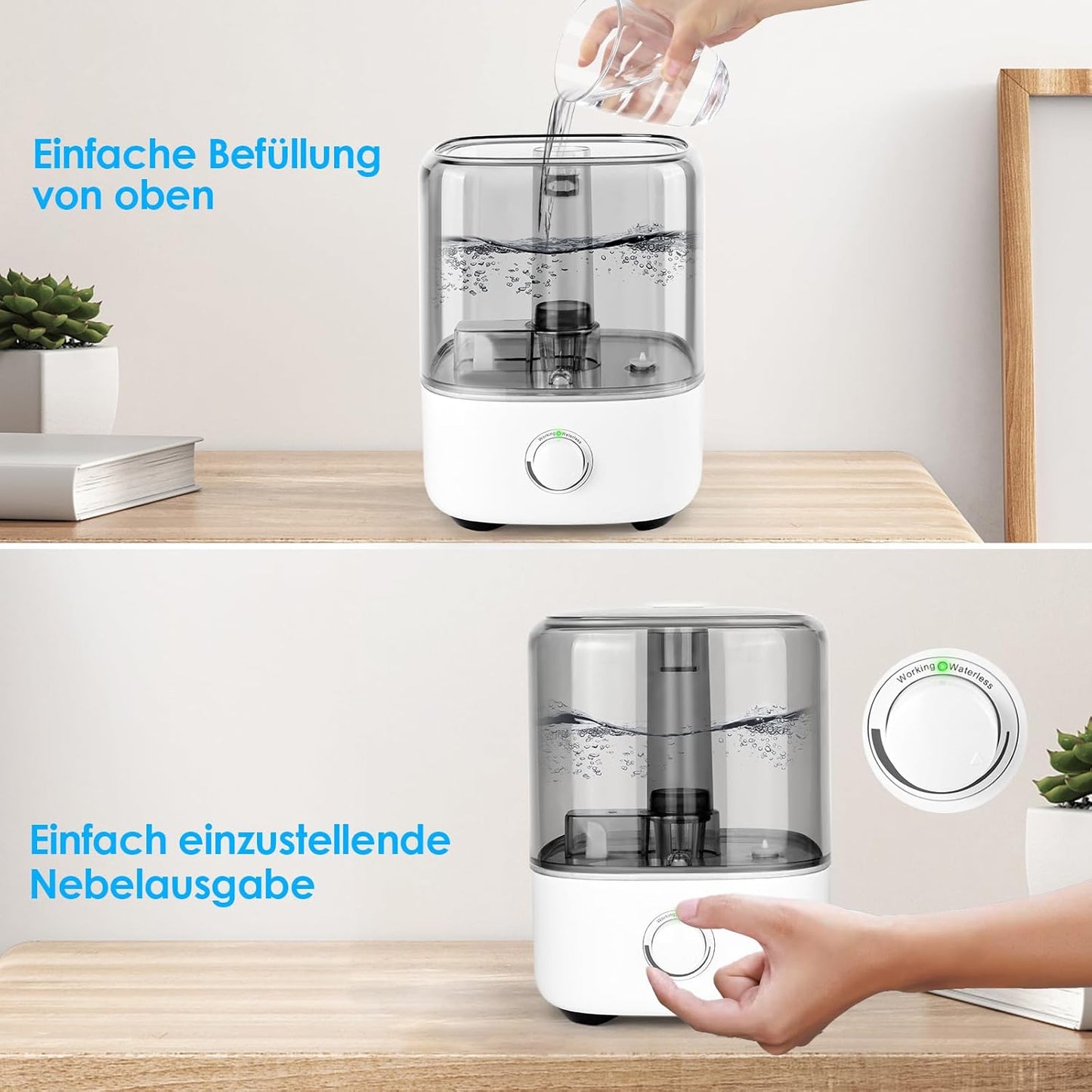 Ultraschall-Luftbefeuchter mit Top-Fill und 360° Düse