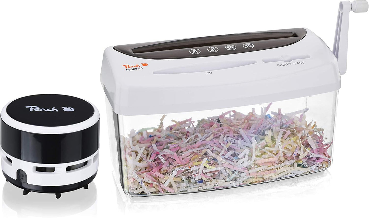 Manueller Aktenschredder PS300-21A mit Mini Staubsauger PA105, 1-4 Blätter / Shredder