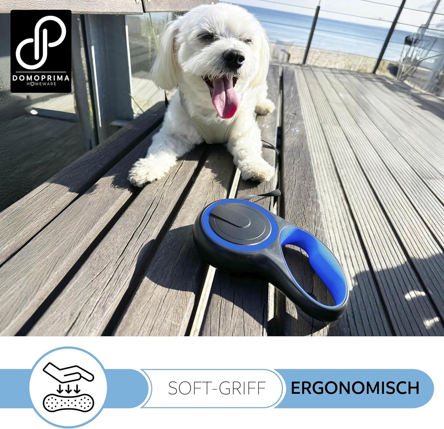 Flexible Rollleine für Hunde, Blau M