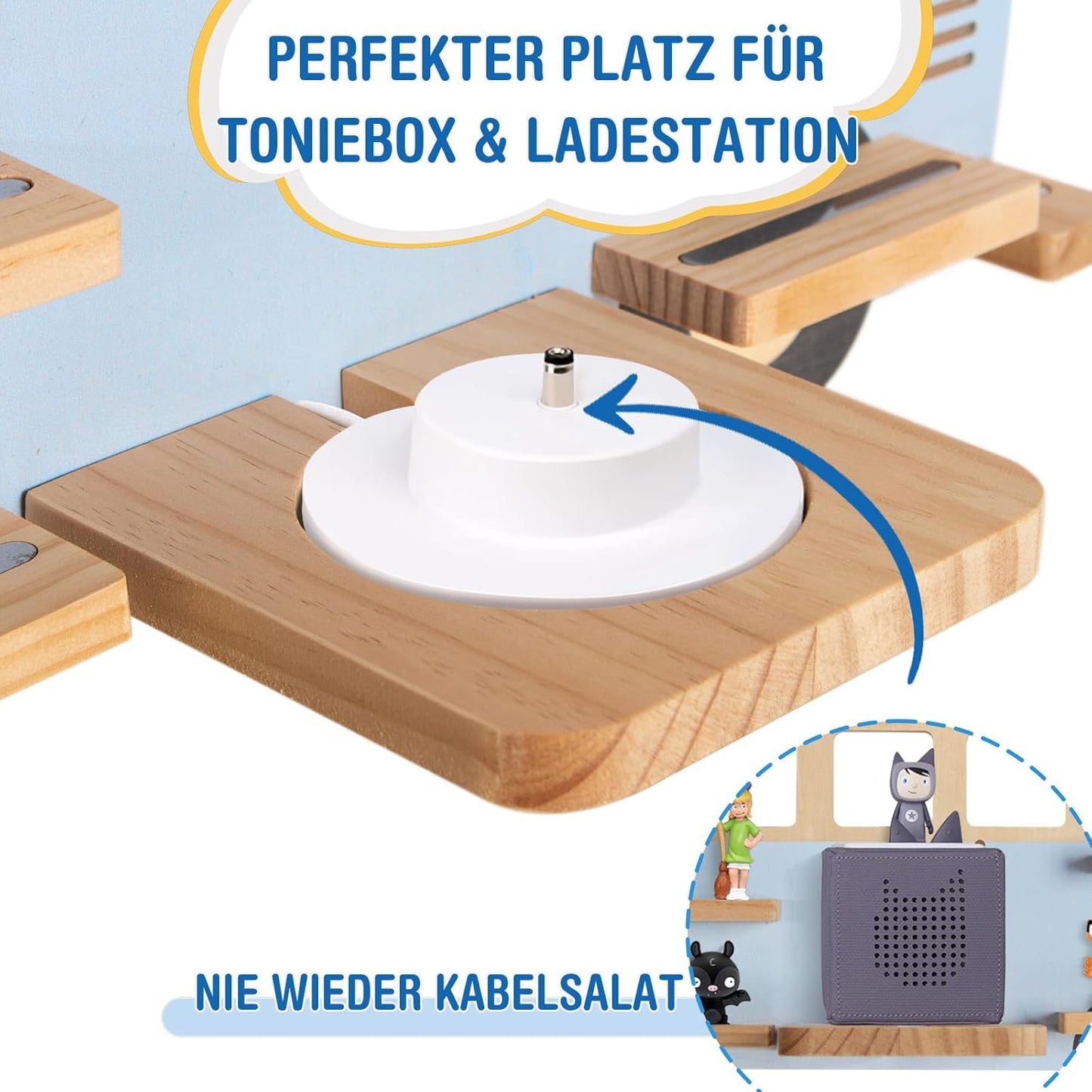 Tonie-Regal Bus für 20-25 Hörfiguren und Toniebox, Blau