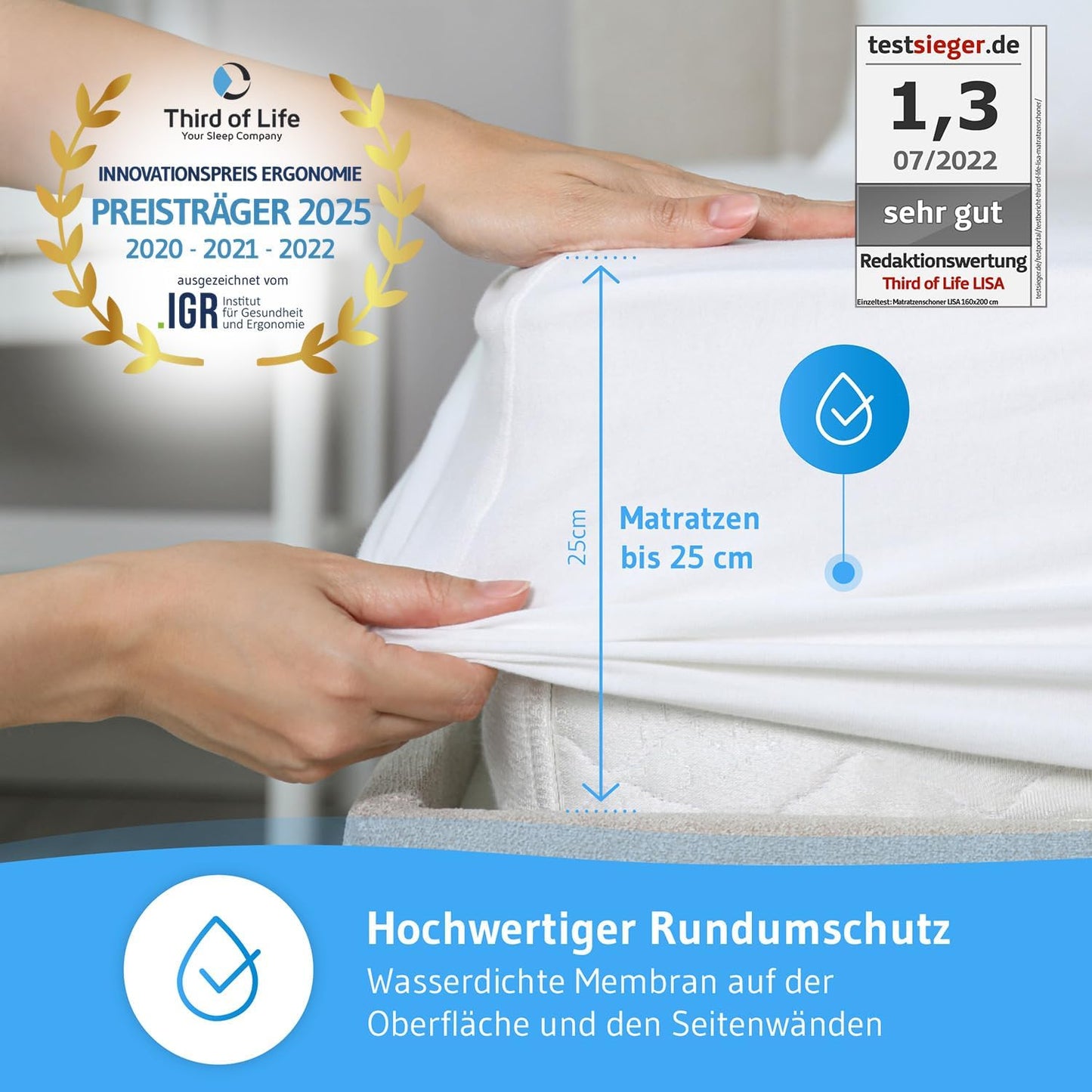 Wasserdichter Matratzenschoner 120x220 cm, 120x220 cm