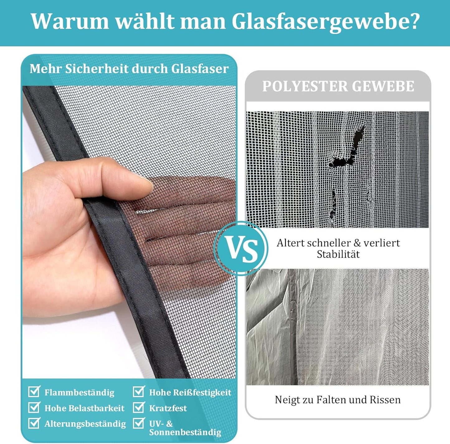 Fliegengitter für Balkontüren, magnetisch, robust, 100x210 cm Vp Pro Schwarz
