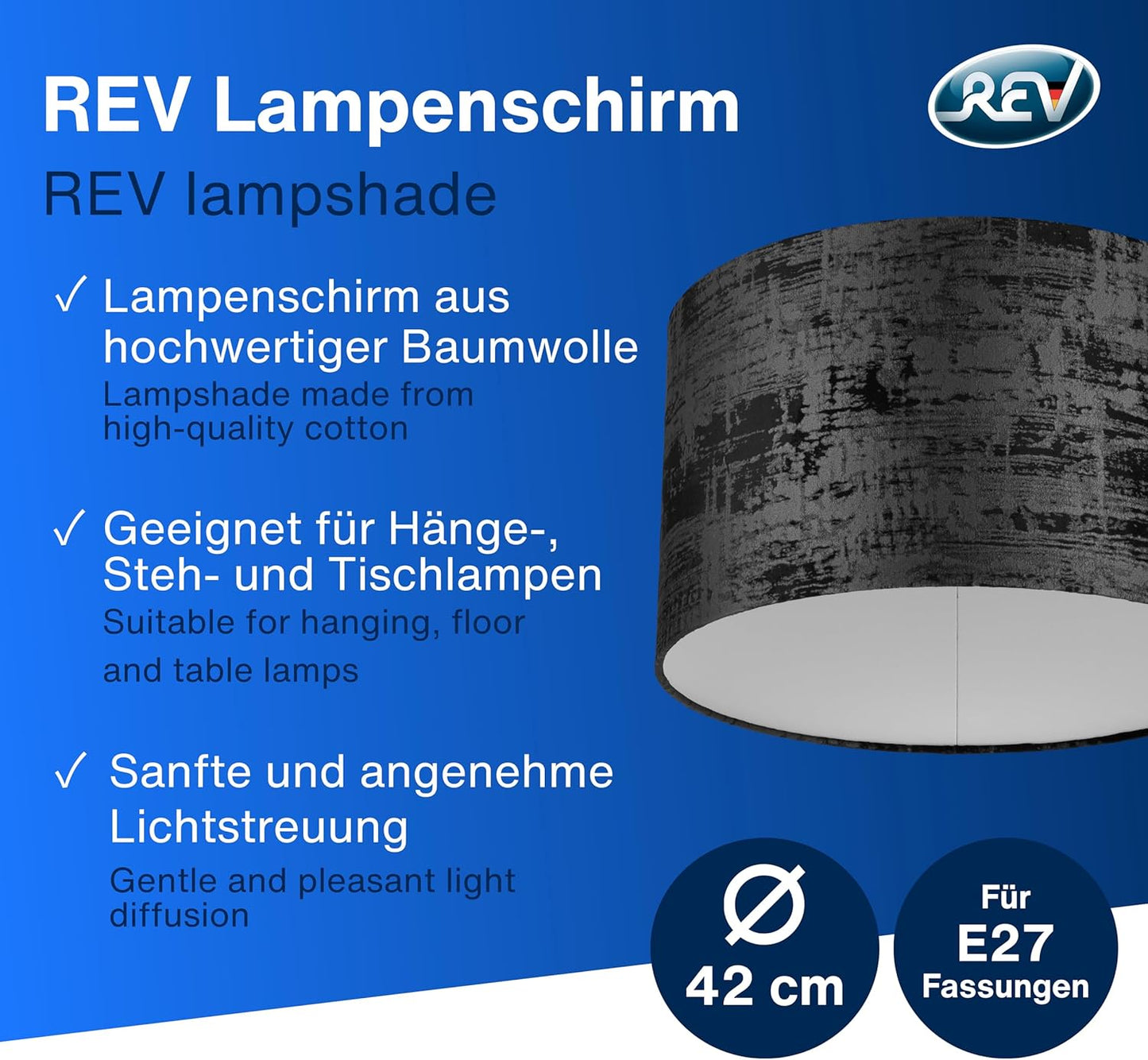 Lampenschirm im Vintage Look, Ø 42cm Schwarz