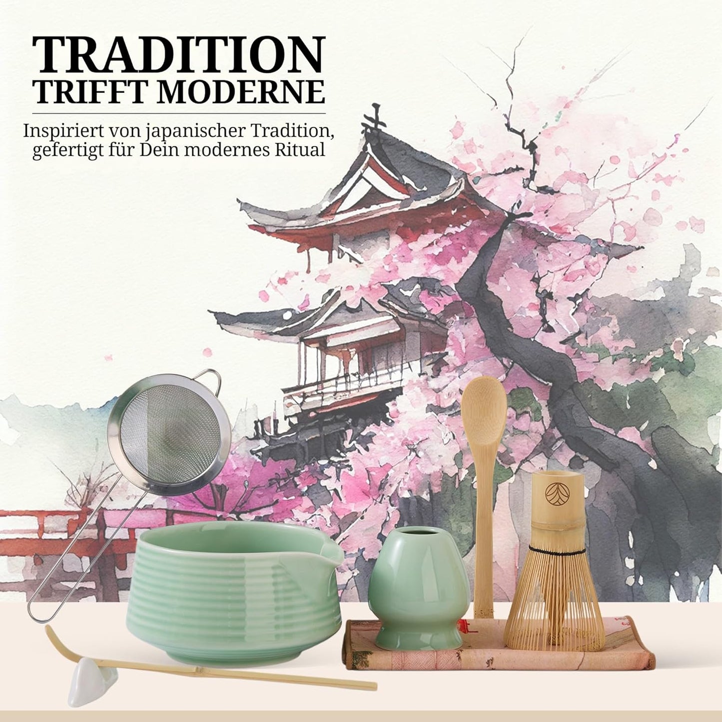 Matcha Tee-Set, 8 teilig Mintgrün