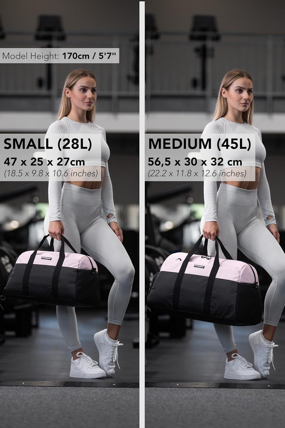 Sport- und Reisetasche V2 mit Schuh- und Nassfach, Black / Pink 56 x 30 x 32 cm (Medium)