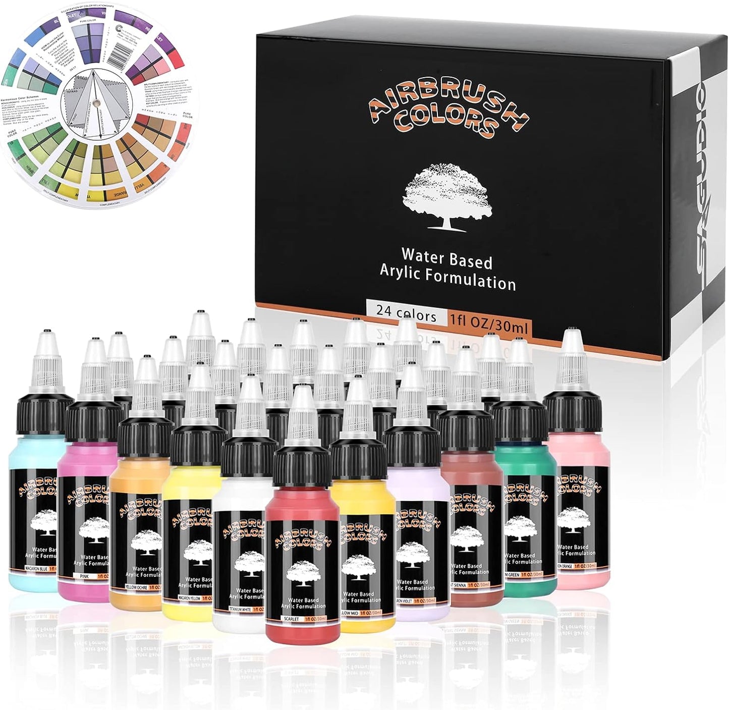 24-teiliges Set Acrylfarbe für Airbrush, SD AWP-3024 GE
