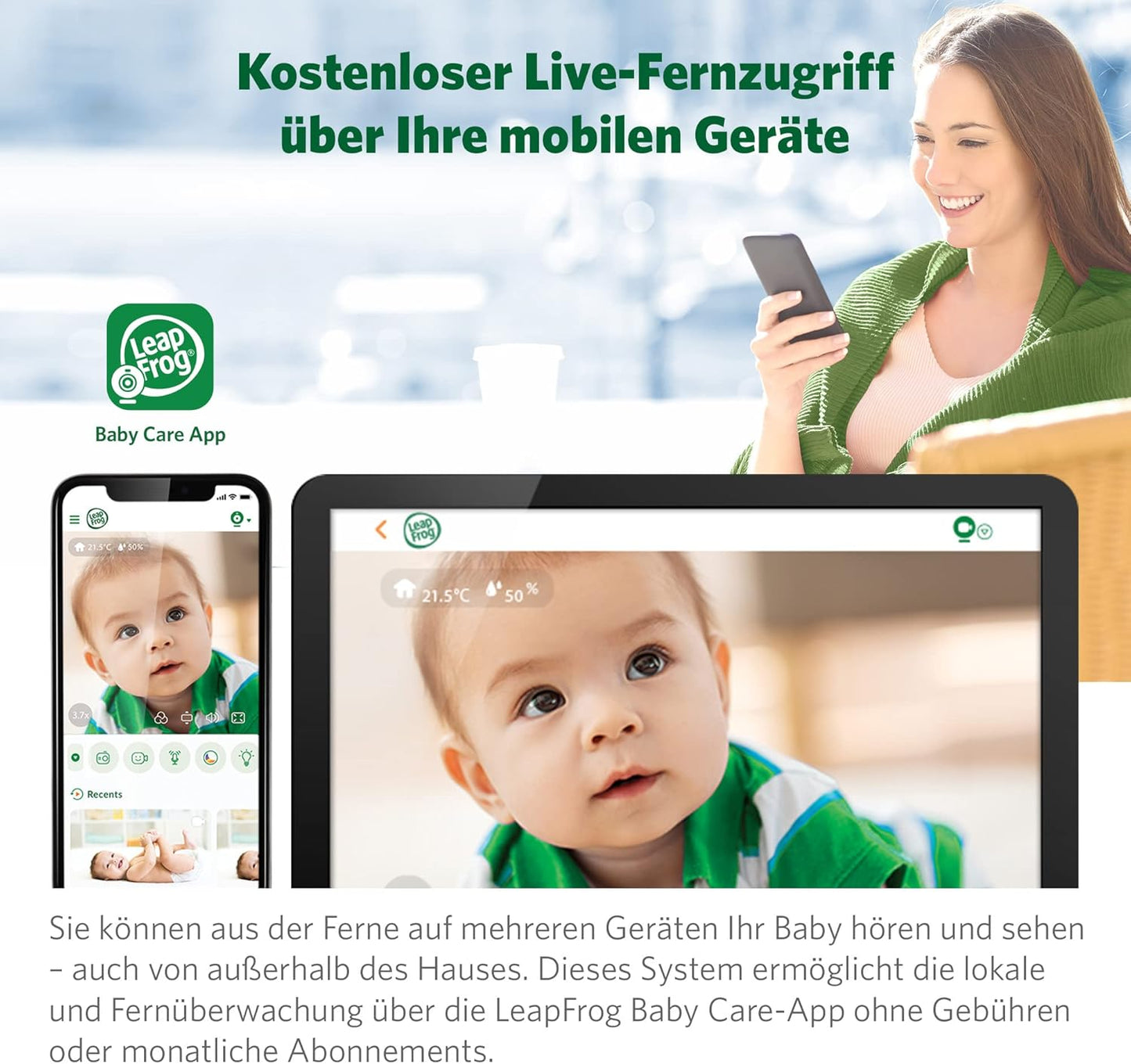 Smartes Video-Babyphone LF815HD, 1 Stück (1er Pack)|5"LF815HD-WIFI&APP Verbinden