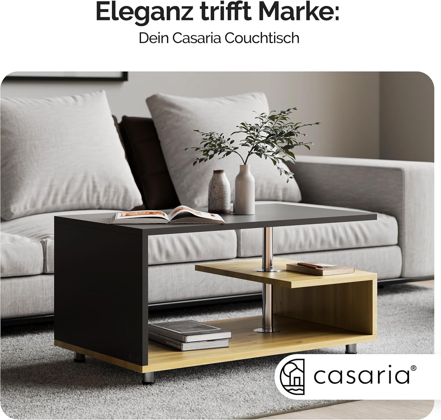 Couchtisch Orlando, Holz-grau