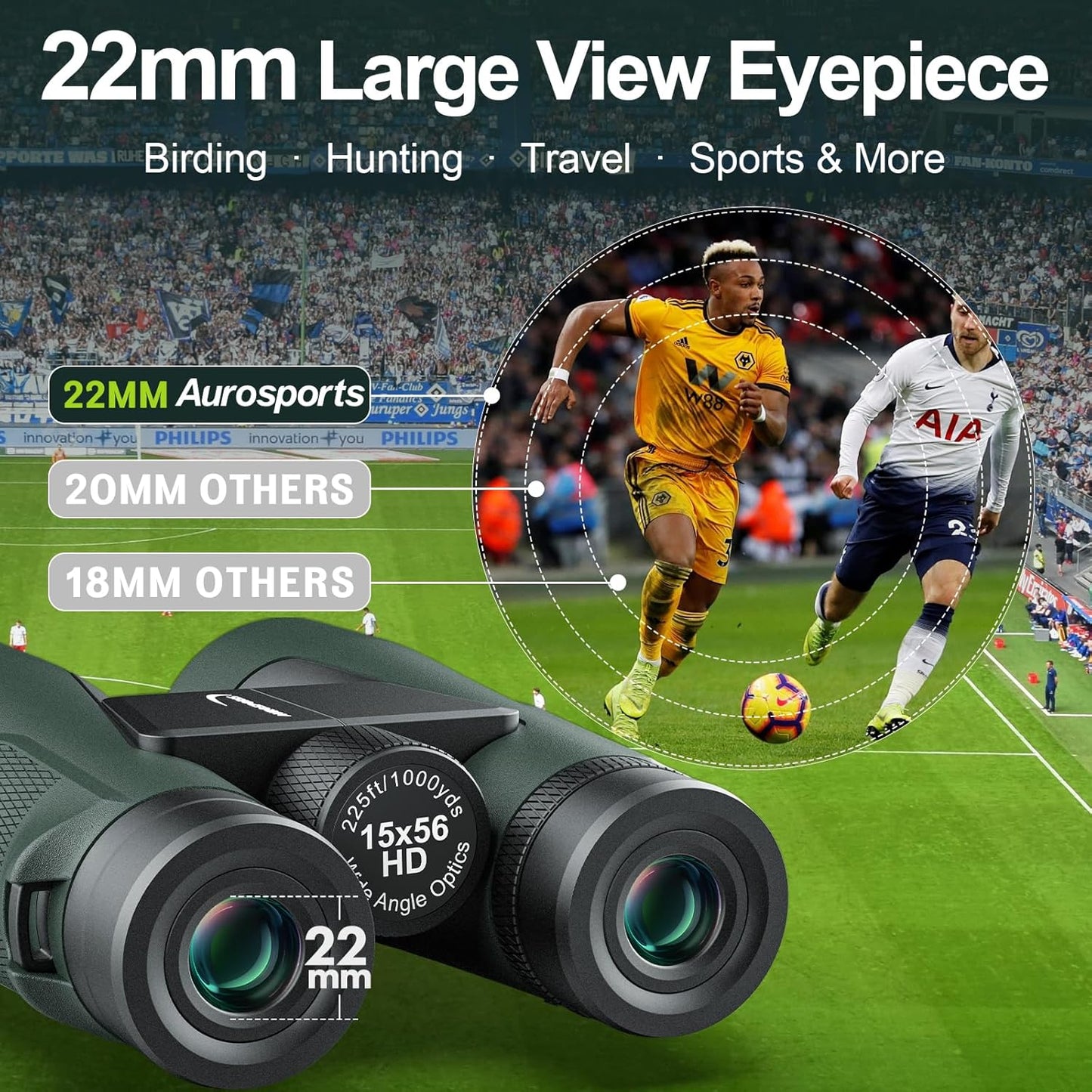 15x56 HD Fernglas für Erwachsene, Grün