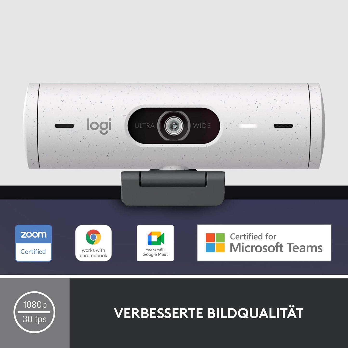 Brio 500 Webcam mit Auto-Lichtkorrektur, Weiß Webcam
