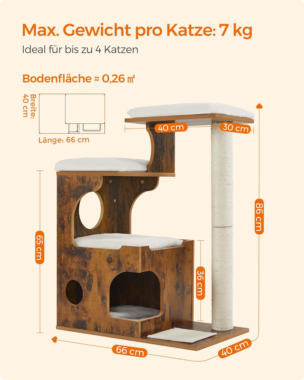 Kratzbaum Sila mit Höhle und Liegeflächen, vintagebraun