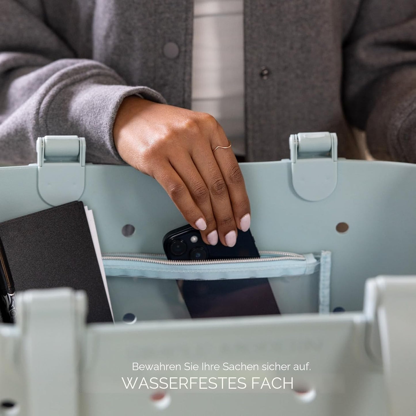 Grosse Tragetasche mit Reissverschlusfach, L Blush